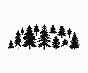 Obraz premium Pine trees silhouette EPS vector file illustration template