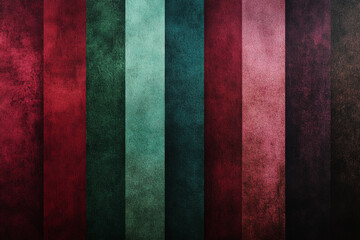 Fototapeta premium Vertical gradient stripes in rich, deep colors, blending from burgundy to emerald green, with a velvety, matte finish for a luxurious, elegant feel.