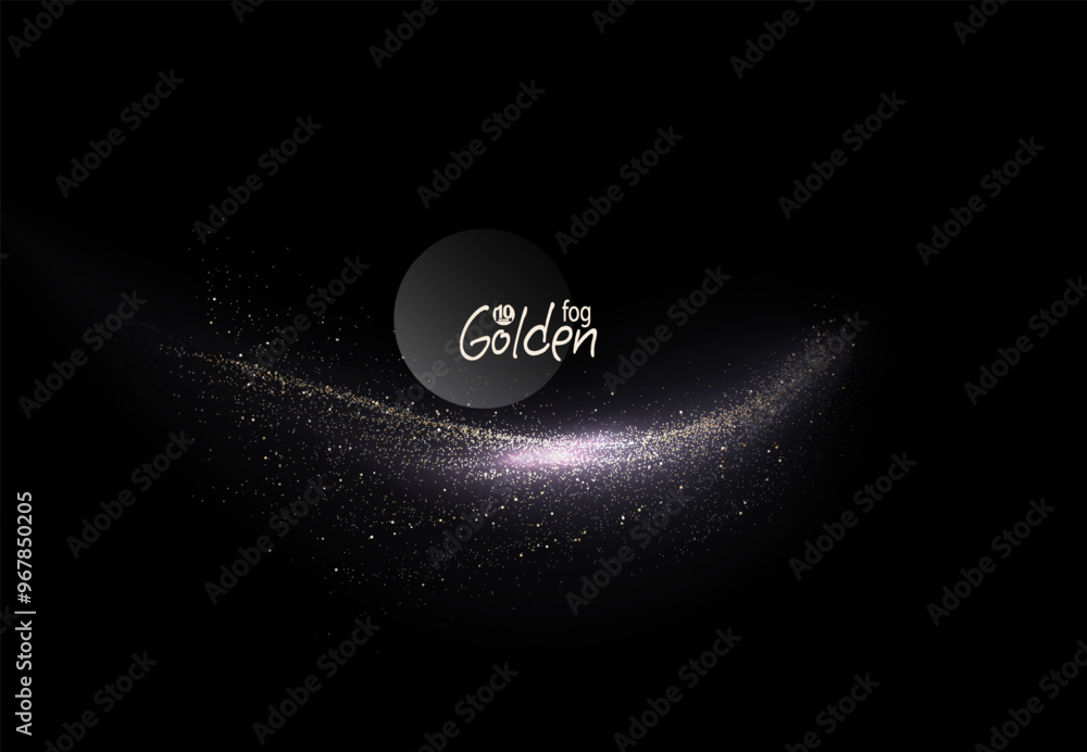Canvas Prints isolated gold wavy pattern with small tinsel on black background.