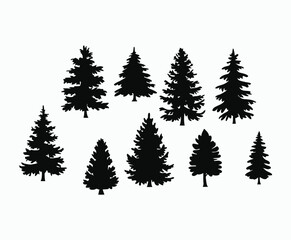 Obraz premium Pine trees silhouette EPS vector file illustration template
