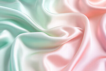 Obraz premium Vertical gradient stripes in soft, pastel colors, blending from light pink to mint green, with a smooth satin texture that adds a gentle touch.