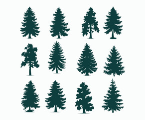 Obraz premium Pine trees silhouette EPS vector file illustration template