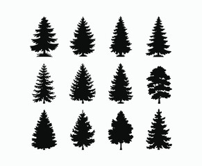 Pine trees silhouette EPS vector file illustration template