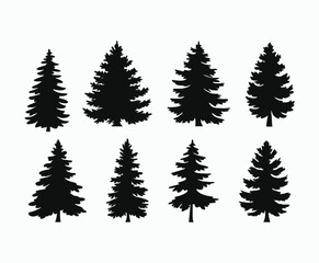 Obraz premium Pine trees silhouette EPS vector file illustration template