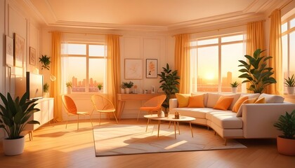Fototapeta premium Photo interior modern design room 3d illustration;
