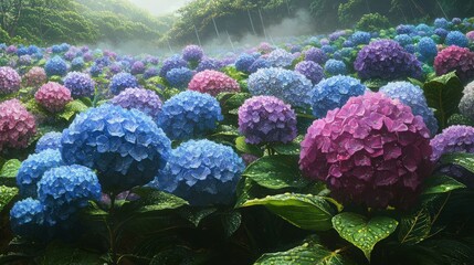 Hydrangeas in the Mist