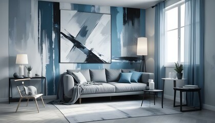 Photo interior modern design room 3d illustration;