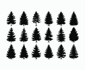 Fototapeta premium Pine trees silhouette EPS vector file illustration template