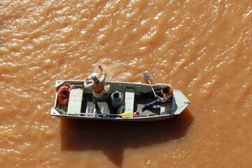 Man fishing with net