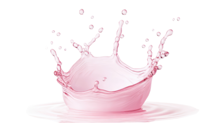 A vivid splash of pink liquid creating beautiful droplets, perfect for artistic and abstract designs, conveying energy and freshness.