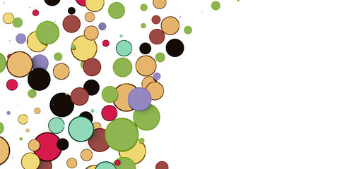  Colorful assorted confetti with serpentine on white