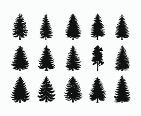 Obraz premium Pine trees silhouette EPS vector file illustration template