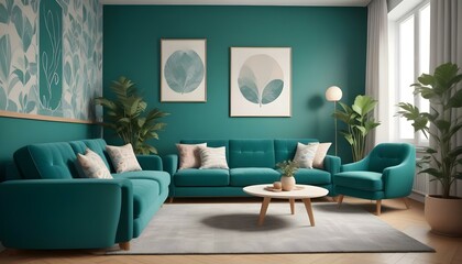 Photo interior modern design room 3d illustration;
