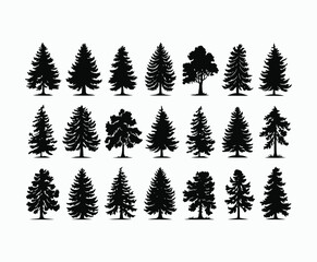 Obraz premium Pine trees silhouette EPS vector file illustration template