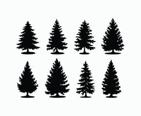 Obraz premium Pine trees silhouette EPS vector file illustration template
