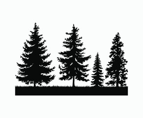 Fototapeta premium Pine trees silhouette EPS vector file illustration template