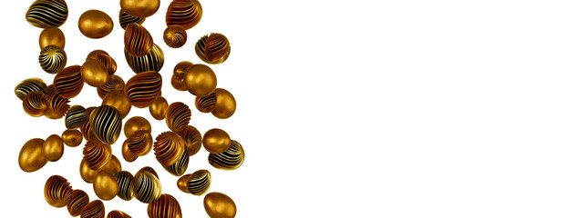 3d rendering of Easter elegant eggs with gold paint