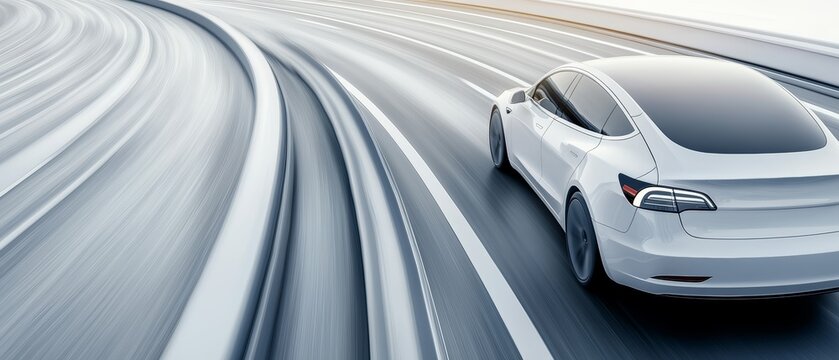 Electric cars driving on a highway, powered by renewable energy sources, contributing to a carbon-neutral society