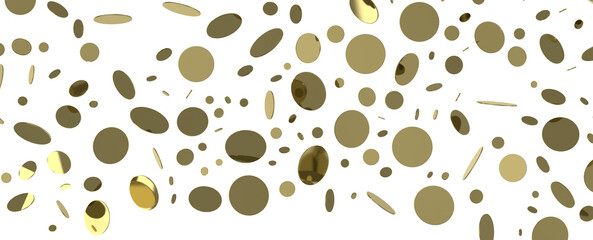 Golden serpentine confetti on transparent background. luxury isolated