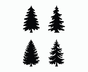 Obraz premium Pine trees silhouette EPS vector file illustration template