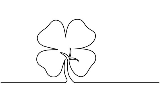 recommend clip art: Continuous one line drawing of four leaf clovers. Isolated on white background vector illustration. Pro vector, Clover four-leaf in Continuous one line art drawing