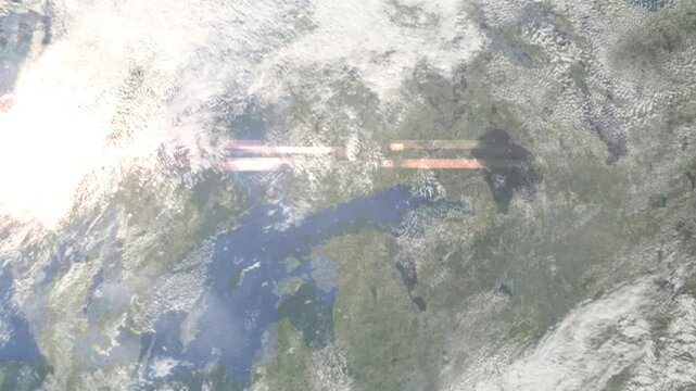 Zooming in on Vantaa, Finland frome space - Perfect for Travel Intros and Backgrounds. Realistic 3D Animation.