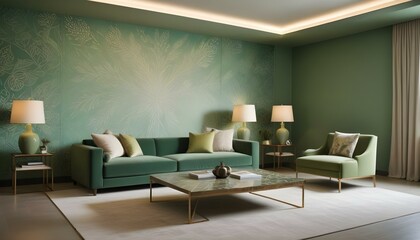 Fototapeta premium Photo interior modern design room 3d illustration;