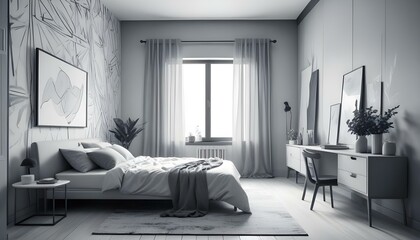 Photo interior modern design room 3d illustration;