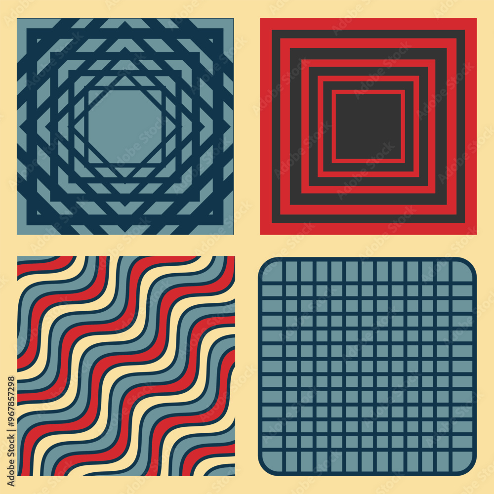 Poster four textured squares, backgrounds for creating design projects. set 3 of vector decorative elements