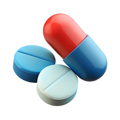 Capsules and Medical Drugs on Transparent Background