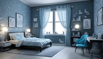 Photo interior modern design room 3d illustration;