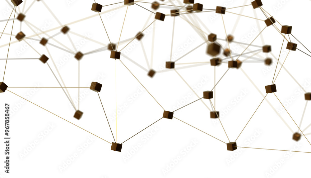 Poster Abstract digital connection dots and lines. Technology background. Network connection structure. Plexus effect. 3d