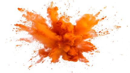 orange color explosion isolated on white