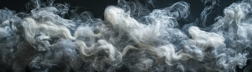 Abstract White Fiber Swirls on a Black Background