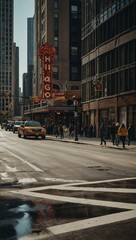 Chicago streets during the day, capturing the essence of city life.