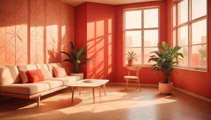 Photo interior modern design room 3d illustration;