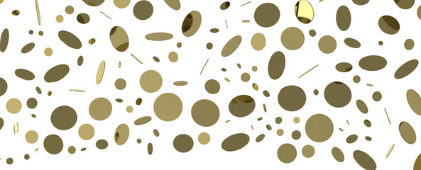 Golden serpentine confetti on transparent background. luxury isolated