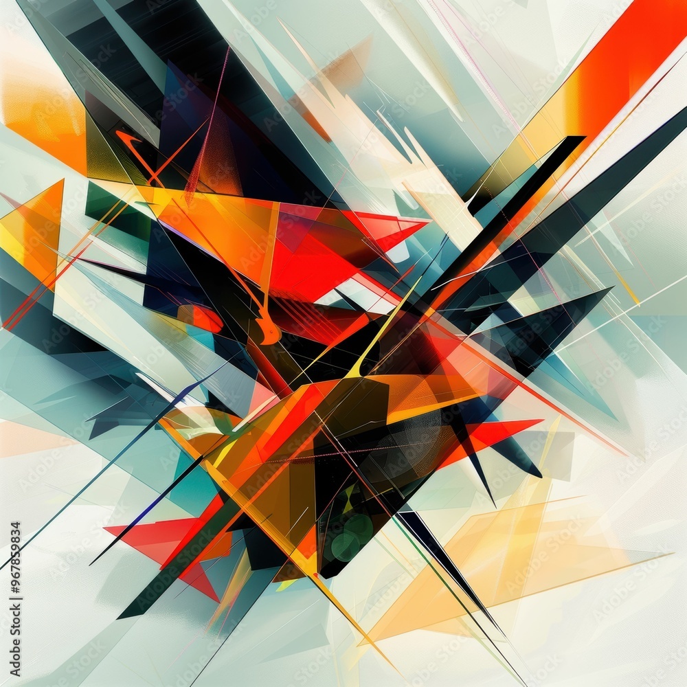 Aufkleber abstract geometric design with vibrant colors and sharp angles.