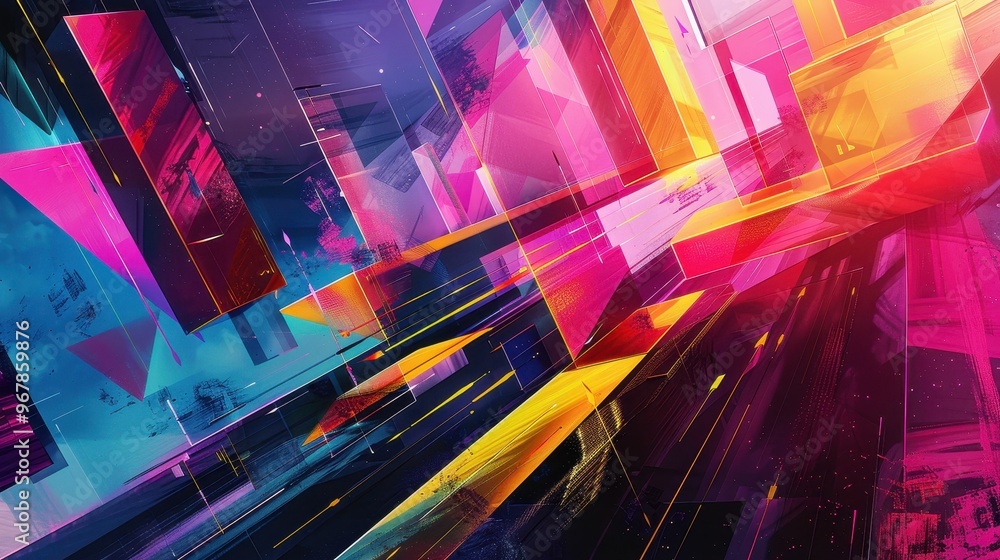 Poster abstract geometric background with vibrant colors and dynamic shapes. perfect for modern designs.