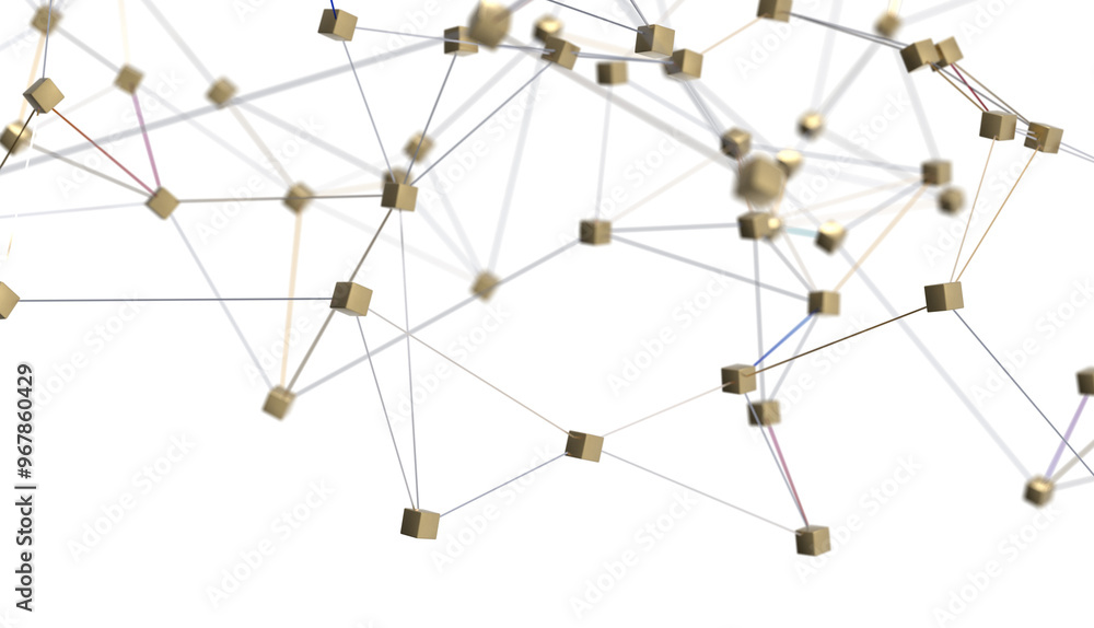 Aufkleber abstract 3d render, network concept, background