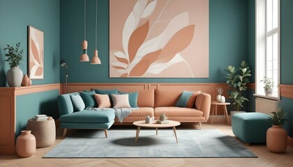 Photo interior modern design room 3d illustration;