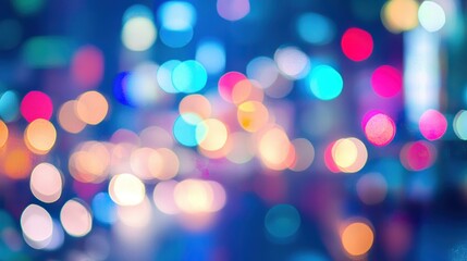 Fototapeta premium A blurred night scene with colorful bokeh lights creating a vibrant atmosphere.