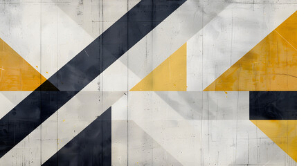 Abstract Geometric Pattern with Grey, Yellow, and Black Colors.