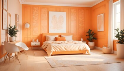 Photo interior modern design room 3d illustration;