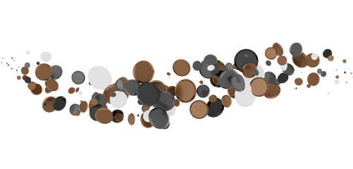 Multicolored paper confetti on transparent background. Realistic confetti flying. Colorful scattered items to holiday decorations.