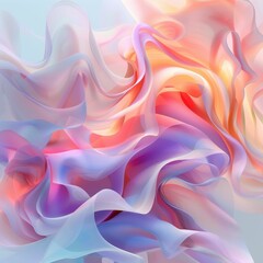 Obraz premium Abstract swirling design in vibrant pastel hues of pink, orange, and blue.