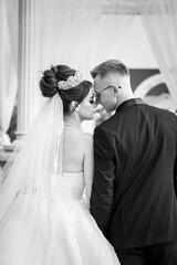 Romantic Serenade: Capturing the Timeless Elegance of a Wedding Embrace in Black and White