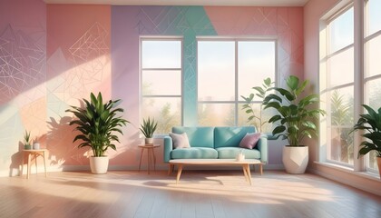 Photo interior modern design room 3d illustration;