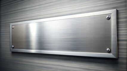 Sleek metallic Office Nameplate with brushed aluminum finish mounted on a textured wall