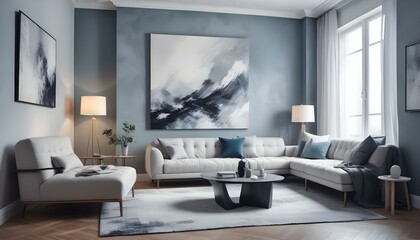 Photo interior modern design room 3d illustration;